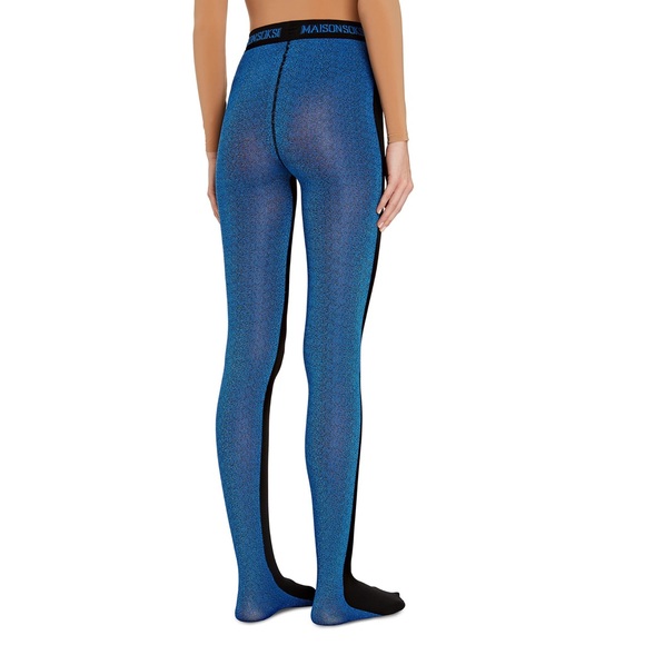 Maison Soksi electric blue black colorblock panel No Soul tights M-L - Picture 10 of 10